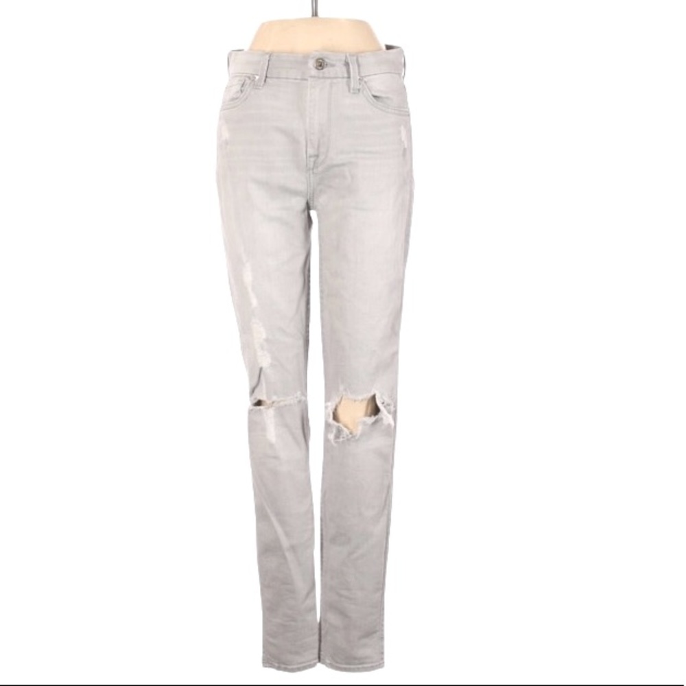 7 For All Mankind High Waist skinny Destroy Jeans Size 26 Gray
